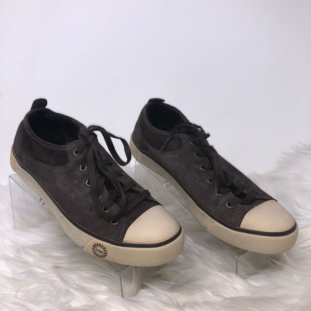 UGG Evera Brown Suede Sherpa Lined Cream Soles Women's Sneakers 8